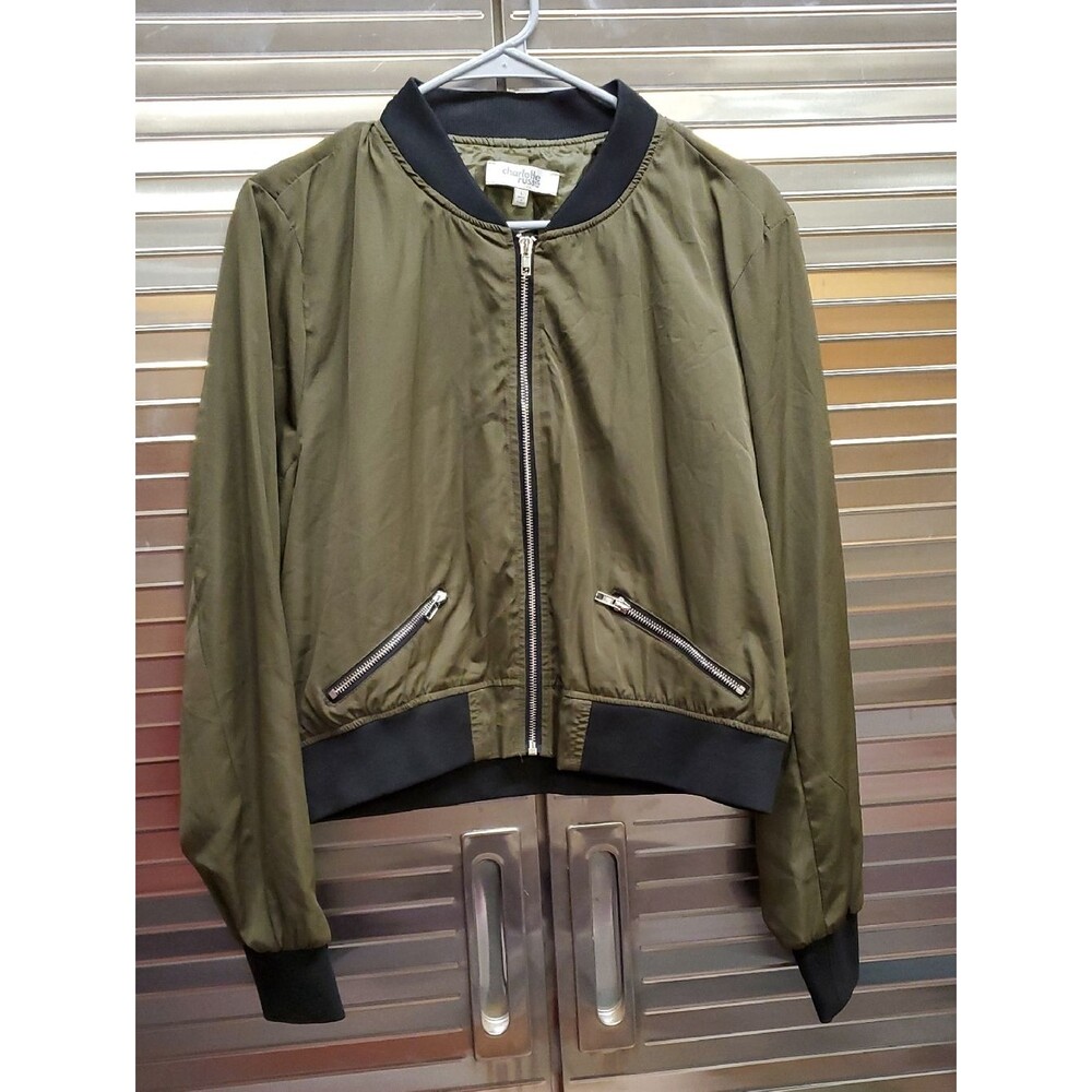 Charlotte Russe Army Green Bomber Jacket Size L